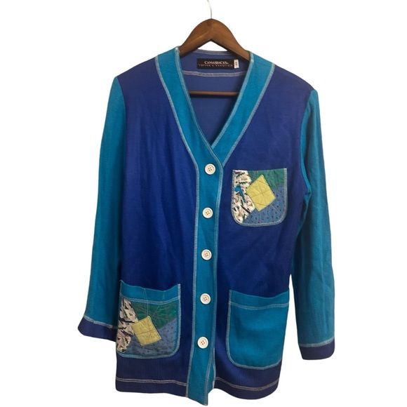 Vintage Canvasbacks Lutton & Horsfield Cardigan Button Up Patchwork Women’s XS - Picture 2 of 12